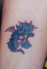 Blue Angry Little Dragon Tattoo Patroon