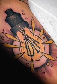 shoulder new school style with colored light bulb tattoo