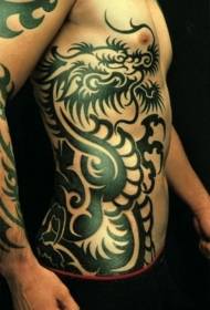 patró de tatuatge de drac tribal negre costella lateral