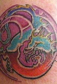 Fighting Dragon Painted Tattoo Patroon