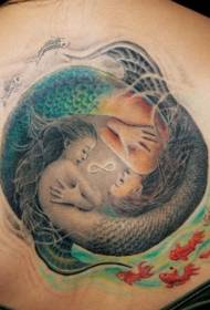 Culoare înapoi Yin Yang Sirenă Infinity Simbol Tatuaj