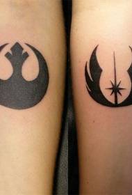 Black Jedi Knight and Rebel Symbol Tattoo Pattern