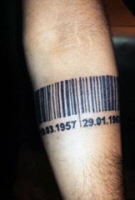 Personality of black numbers and simple line barcode tattoo designs