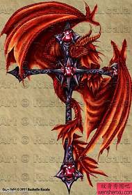 ginklas kietas klasikinis Europos ir Amerikos drakonas kryžius tatuiruotė modelis