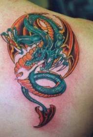 Motif de tatouage de dragon volant rugissant