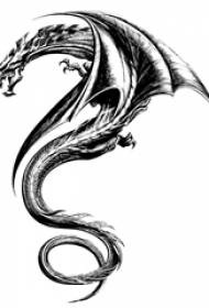 ब्लॅक ग्रे स्केच क्रिएटिव्ह क्लासिक वर्चस्व असलेले ड्रॅगन टोटेम टॅटू हस्तलिखित