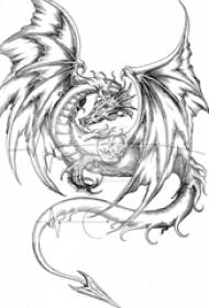 черный серый набросок креативный властный дракон тату рукопись