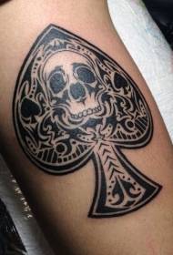incredible black spades symbol skull tattoo pattern