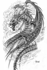 noir gris esquisse créatif dominateur flamme dragon tatouage manuscrit