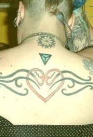 Shoulder Color Tribal Symbol and Love Tattoo Pattern