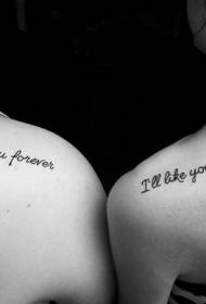 girlfriends shoulders English alphabet commemorative friendship tattoo pattern