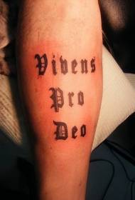 leg vibens PRO DEO letter tattoo