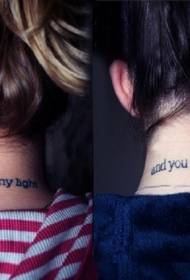 дружба в шею английского алфавита татуировки