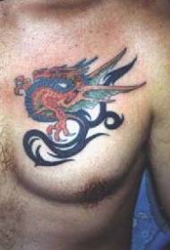 Chest Color Dragon Tribal Totem Tattoo Pattern