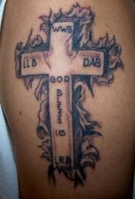 Patrón de tatuaje de lágrima de piel de cruz latina