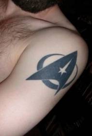 model de tatuaj logo interstelar negru de călătorie braț