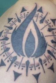 Пламък племенни символ Черна татуировка модел