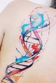 DNA双链纹身--交织在一起的DNA双链符号纹身图案