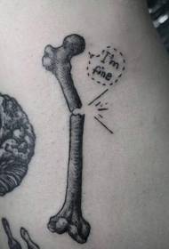 maži juodi sulaužyti kaulai su raidės tatuiruotės modeliu