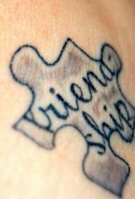 Puzzle ruke natrag, uzorak engleskog prijateljstva za tetovažu
