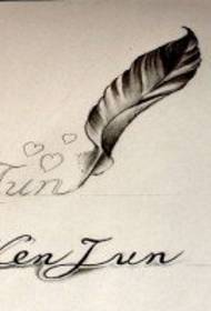 pero pismo tetovaža rukopis uzorak