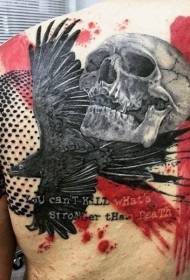 PS image processing software style crow and human skull tattoo
