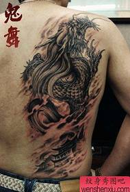 Men's cool classic black and white dragon tattoo pattern