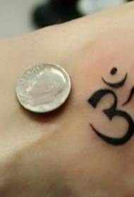 wrist black small om symbol tattoo pattern