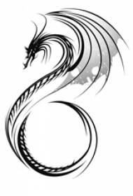 कालो खैरो स्केच रचनात्मक दबंग ड्रैगन टोटेम उत्कृष्ट टैटू पांडुलिपि