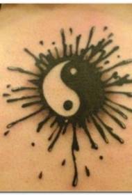 Ĉina Yinyang-Trompo-Tatuado-Ŝablono