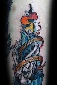 Arm style old school style colored candle tattoo