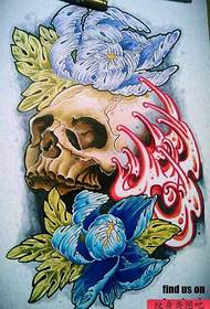 a classic classic color skull peony tattoo manuscript