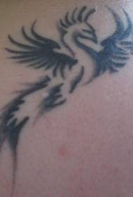Minimalistic Black Phoenix Tattoo Pattern