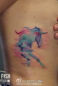 belly painting watercolor unicorn tattoo pattern