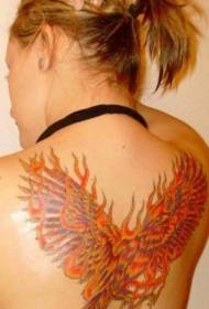 Male Back Fire Phoenix Taʻaloga Tattoo