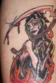Sieviešu nāves gleznots tetovējums