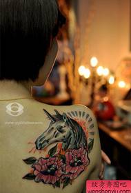 girls shoulder fashion unicorn tattoo pattern 150100-Girls arm popular cute unicorn tattoo pattern