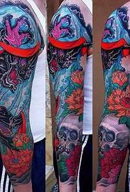 arm skull rose tattoo pattern
