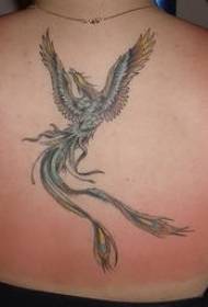 kobieta z powrotem kolor fantasy phoenix wzór tatuażu