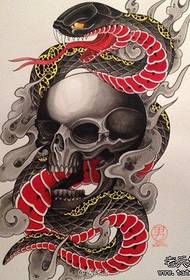 classic handsome snake and skull tattoo manuscript