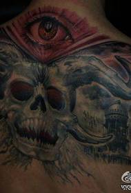 male back domineering cool devil skull tattoo pattern