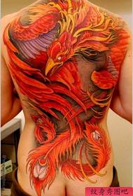 Tattoo show картина традиционен модел на татуировка с пълен гръб феникс