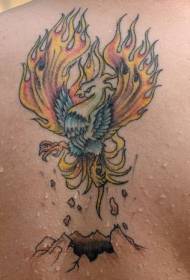 likod ng kulay ng phoenix na hindi nabagong larawan ng tattoo