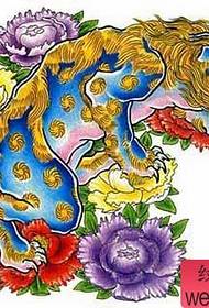 Tanrı canavar dövme deseni: yarım kemik hayvan rengi Tang aslan dövme deseni