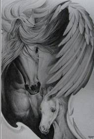 modèle de tatouage gris noir: photos de modèle de tatouage Pegasus cendre noire
