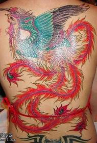 modello tatuaggio fenice rosso schiena piena