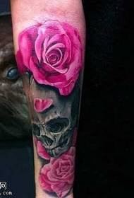 arm European and American skull rose tattoo pattern
