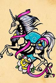 warna corak naskah tato unicorn gambar