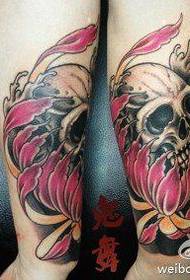 lengan pola tato lotus tengkorak indah populer