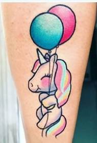 Color Unicorn: A set of small color tattoo designs related to unicorns